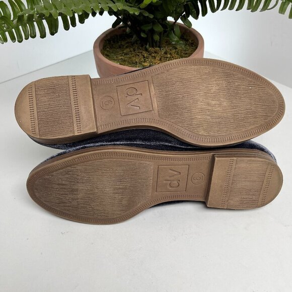 DV Dolce Vita Blue Grey Velvet Archer Loafer Womens Slip On Flat Size 6 - Picture 6 of 9